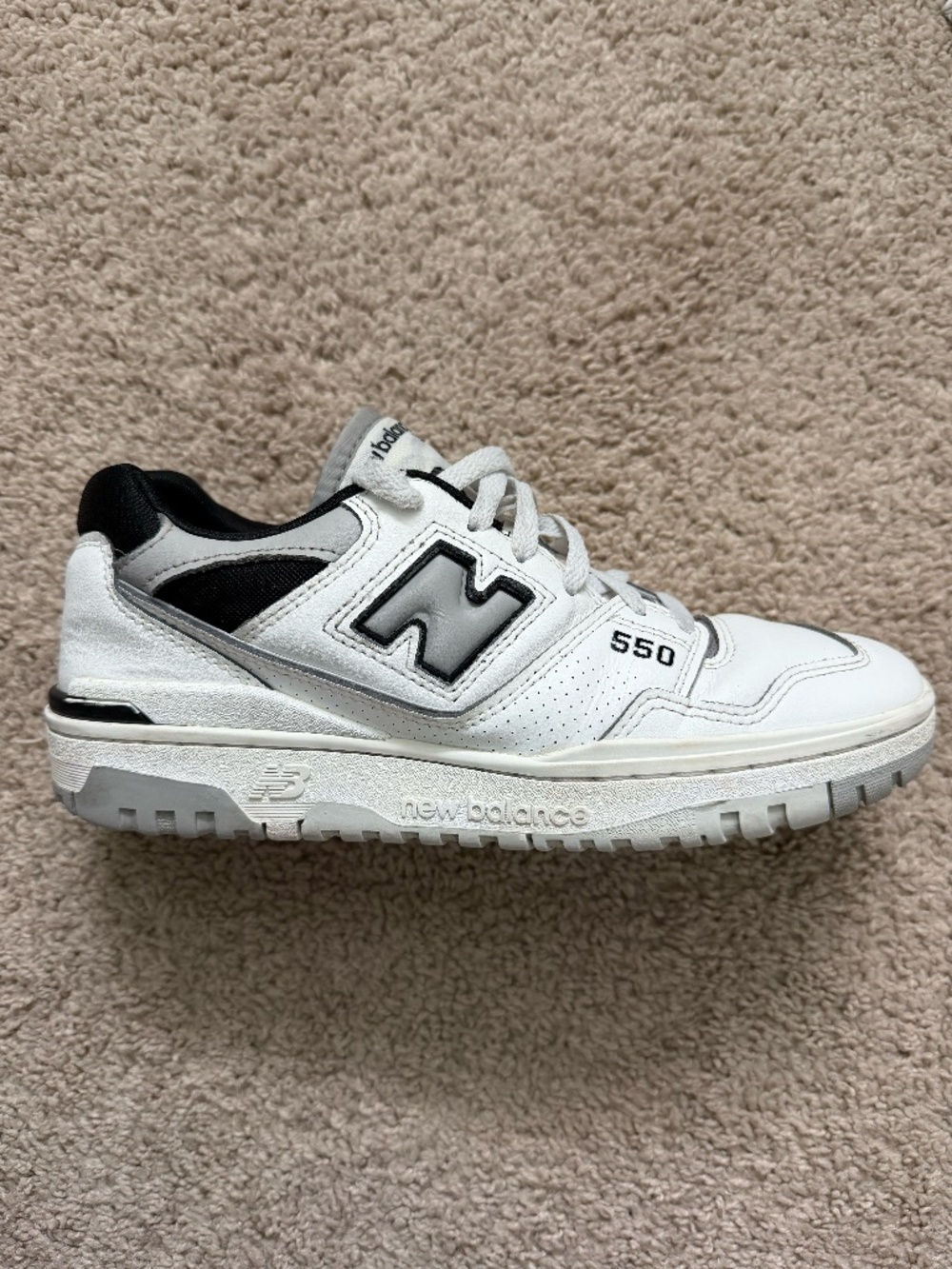 New Balance 550 White Black Grey Mens Size 7.5 D Low Sneakers BB550NCL